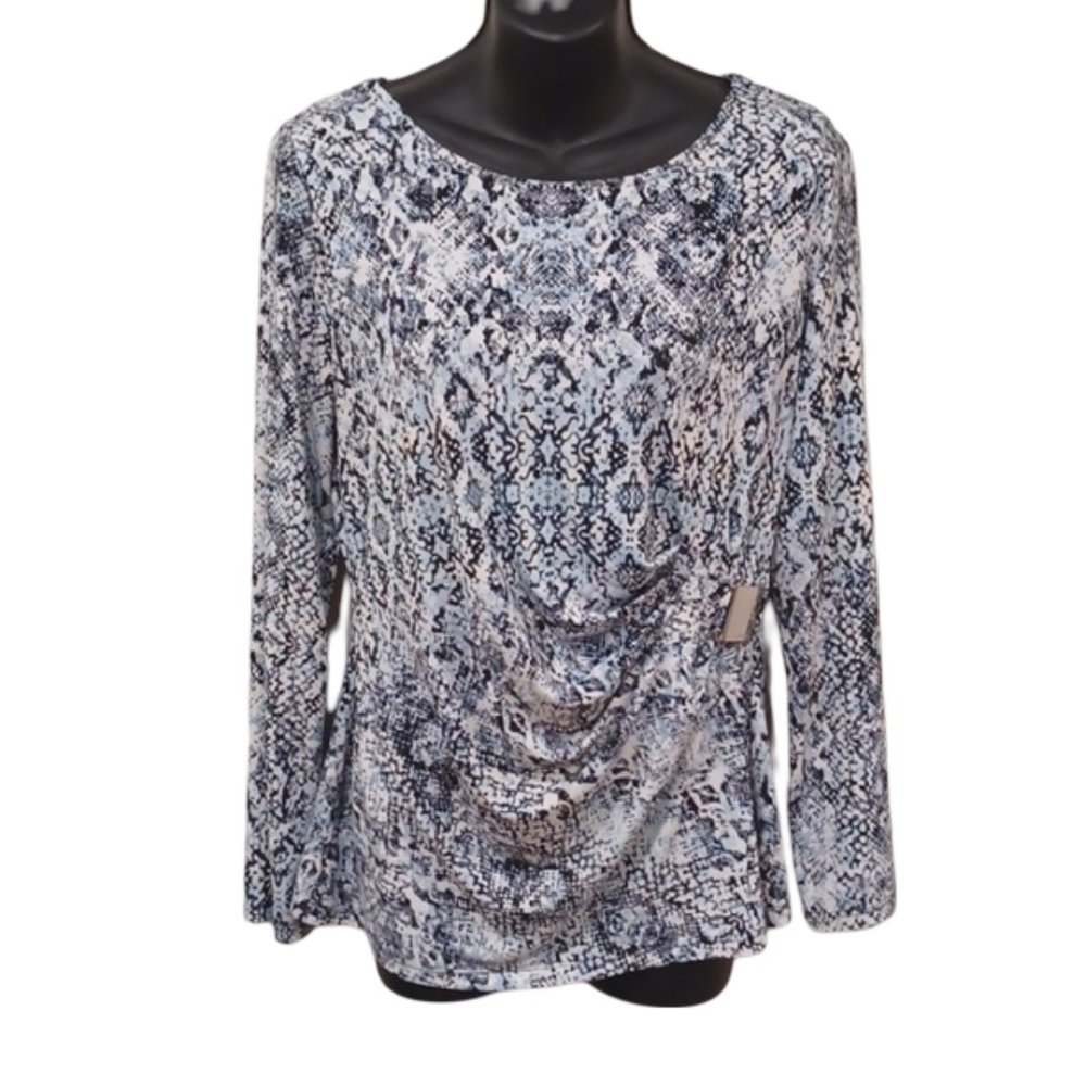 Calvin Klein Pull on Animal Print Faux Wrap Stretch Top- Sz. Med